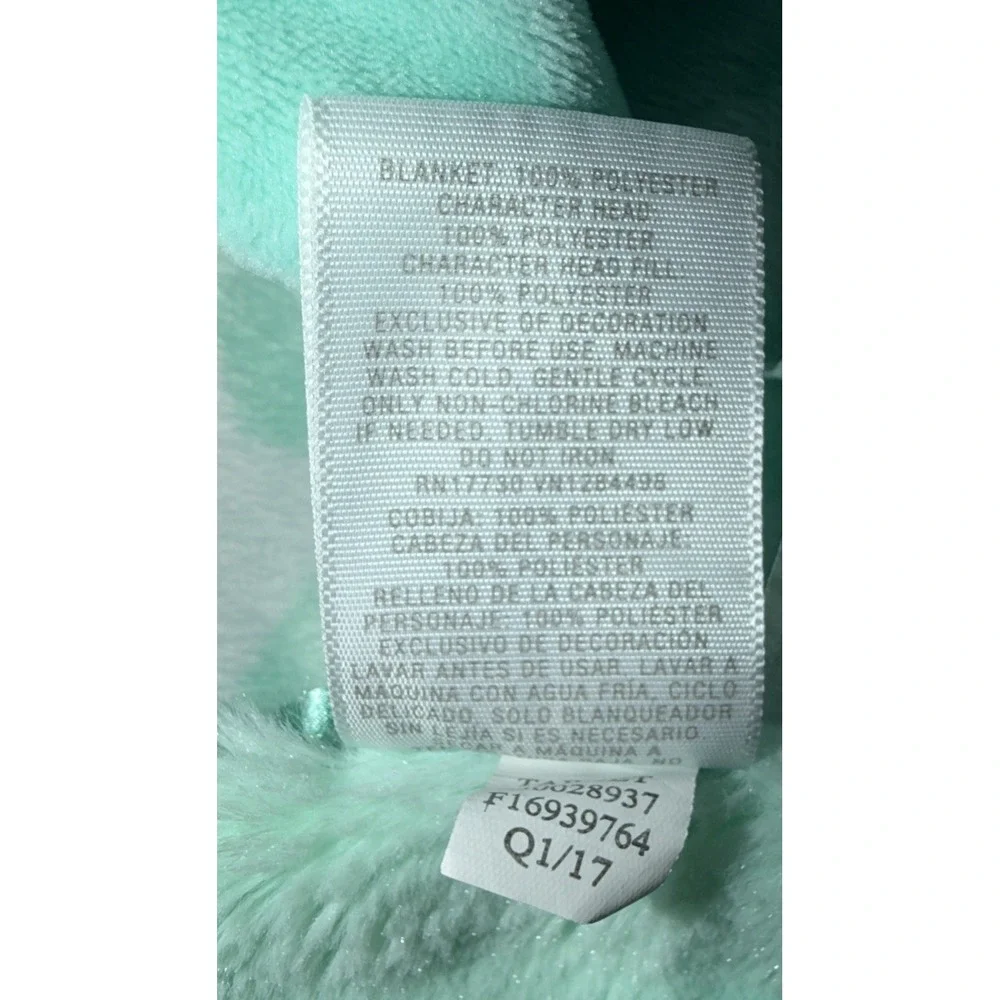 Cloud Island Elephant Blue Lovey White Security Blanket Teal Stripes Satin Large